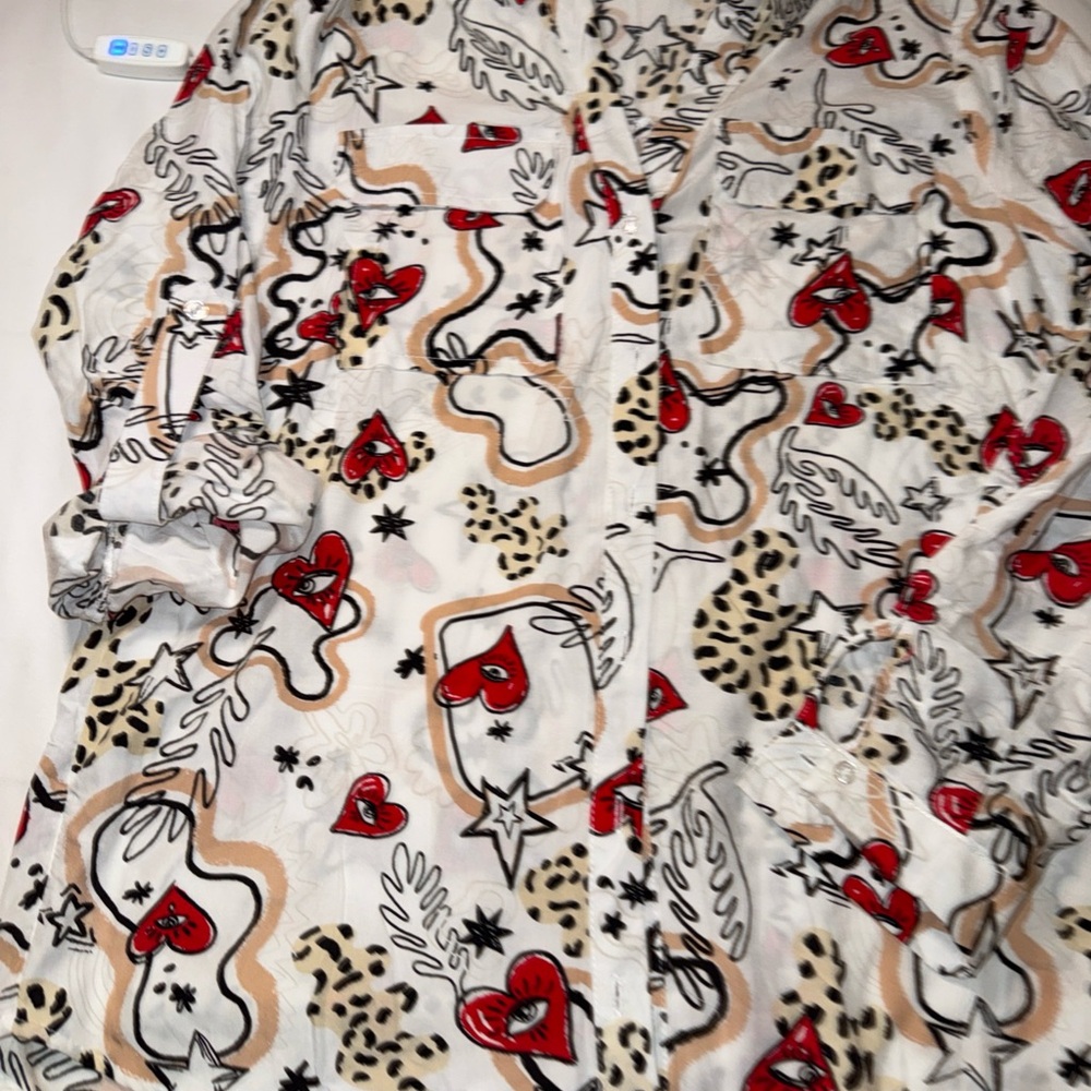 Heart Patterned Button Down Shirt - image 1